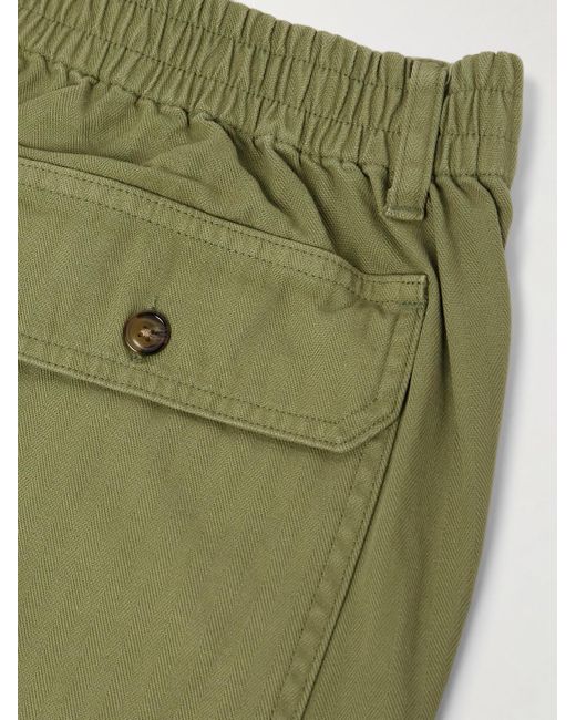 Pop Trading Co. Green Straight-leg Logo-embroidered Herringbone Cotton Cargo Shorts for men