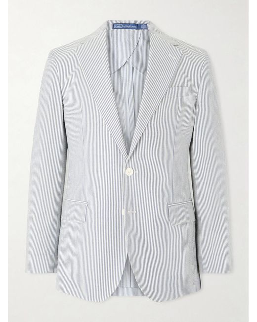 Polo Ralph Lauren Blue Striped Cotton-seersucker Suit Jacket for men