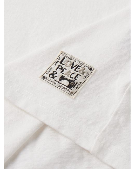 Kapital Natural Peckish Embroidered Printed Cotton-jersey T-shirt for men