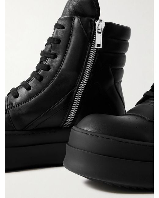 Rick Owens Black Mega Geobasket Leather High-Top Sneakers for men