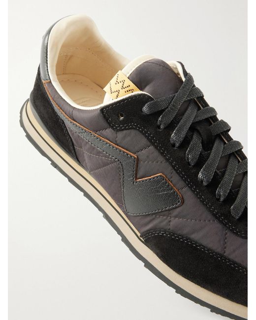 Visvim Black Fkt Runner Leather And Suede-Trimmed Shell Sneakers for men