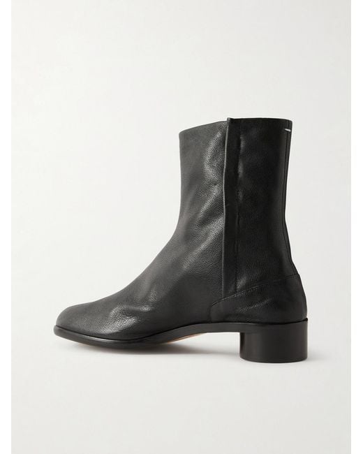 Maison Margiela Black Tabi Split-Toe Textured-Leather Ankle Boots for men