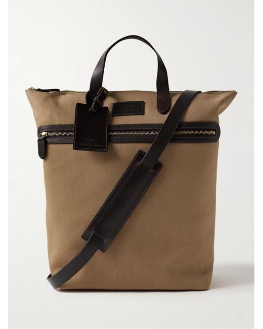 Polo Ralph Lauren Black Ryder Leather-trimmed Canvas Tote Bag for men