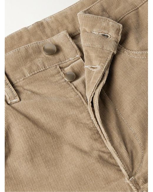 Saman Amel Natural Slim-fit Straight-leg Cotton-blend Corduroy Trousers for men