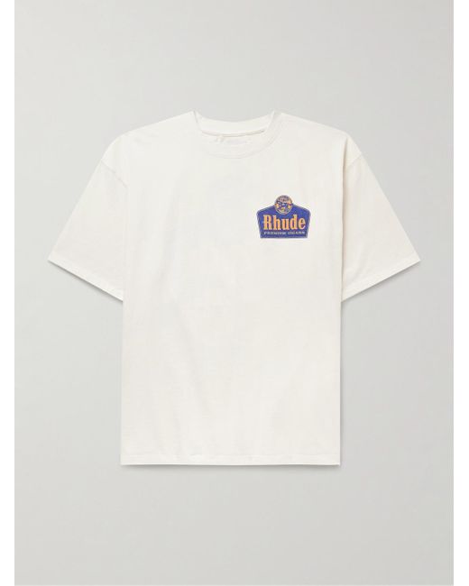Rhude Natural Logo-print Cotton-jersey T-shirt for men