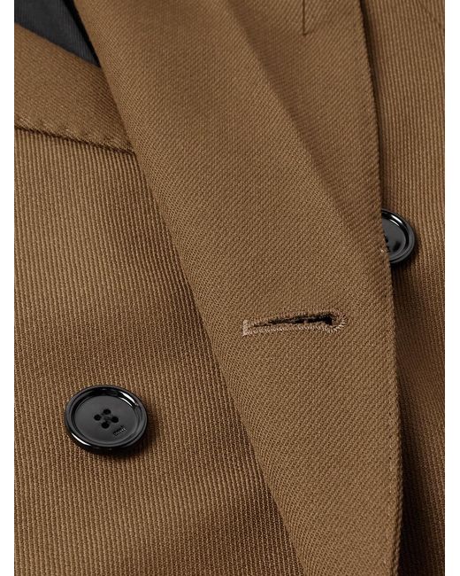AMI Natural Double-Breasted Wool-Gabardine Coat for men