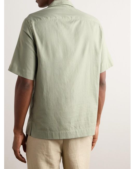 Camicia in twill di cotone con colletto aperto di Paul Smith in Green da Uomo