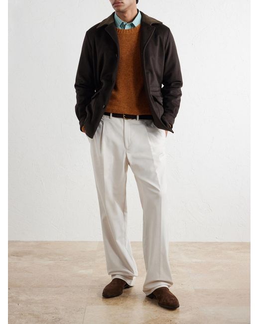 Caruso Black Dalila Suede-trimmed Wool Jacket for men