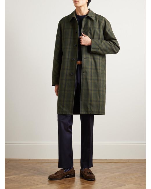 Mr P. Green Checked Cotton-Twill Coat for men