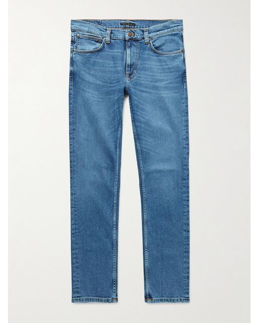 Nudie Jeans Blue Lean Dean Slim-Fit Tapered Organic Stretch-Denim Jeans for men