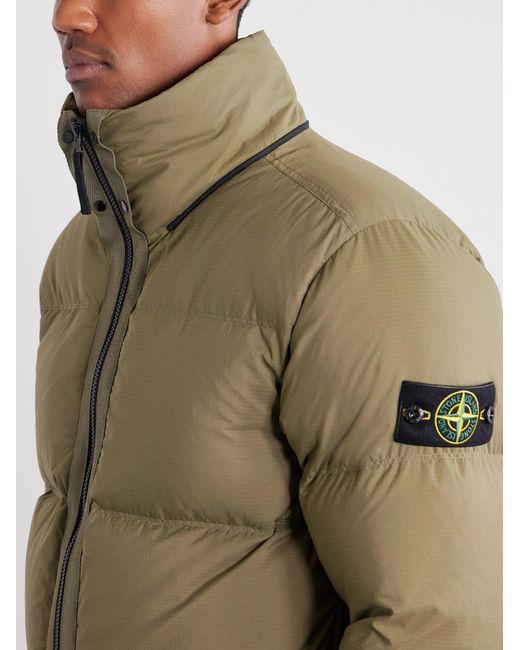 Stone Island Green Padded Quilted Cordura Ripstop Hooded Down Jacket for men