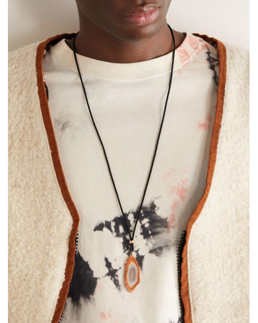 Jacquie Aiche Black Jasper And Cord Pendant Necklace for men