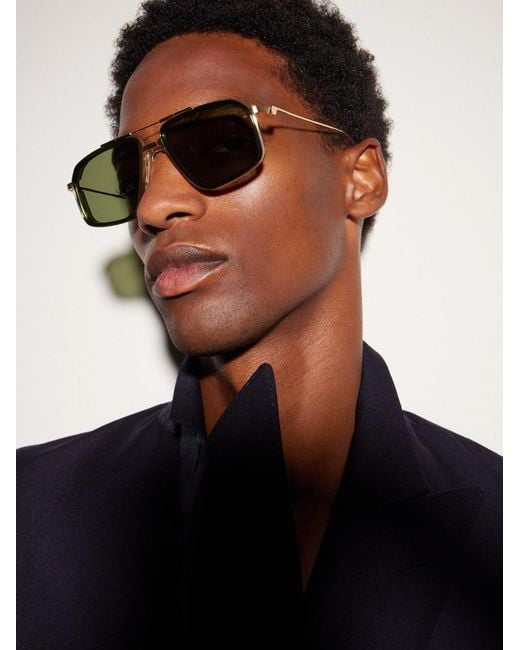 Jacques Marie Mage Green Jagger Aviator-style Gold-tone Titanium Sunglasses for men