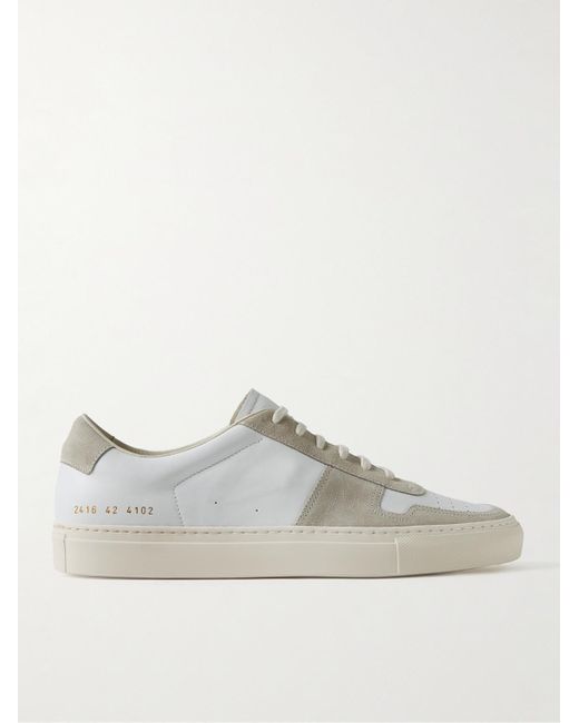 Common Projects Natural Bball Suede-trimmed Leather Sneakers for men