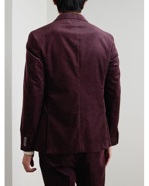 Mr P. Purple Slim-Fit Double-Breasted Cotton And Cashmere-Blend Corduroy Tuxedo Jacket for men