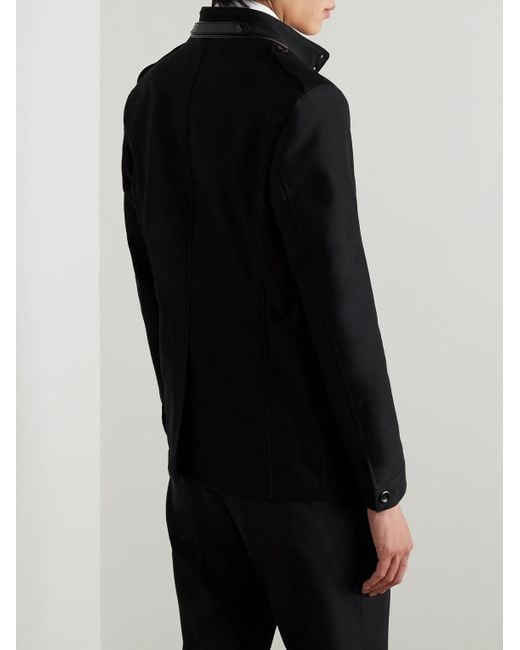 Tom Ford Black Slim-fit Cotton-moleskine Coat for men
