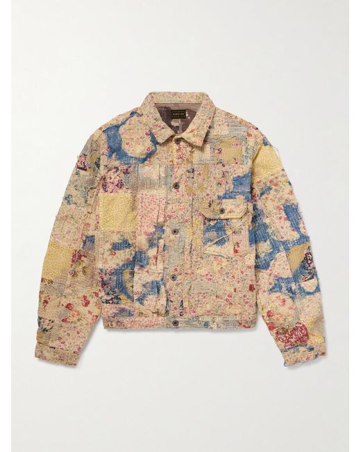 Kapital Natural Boro Distressed Patchwork Cotton And Linen-Blend Jacket for men