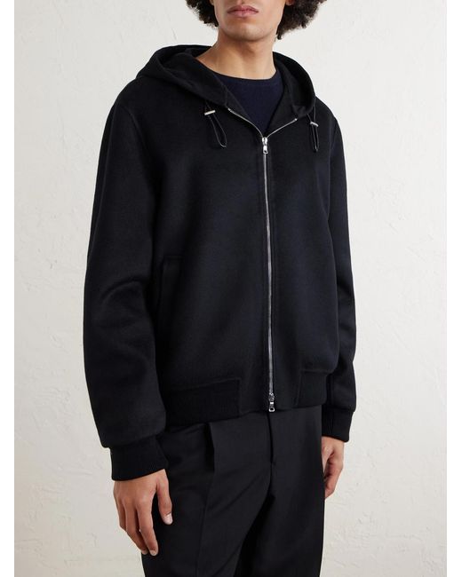 Mr P. Black Double-faced Wool And Cashmere-blend Hooded Jacket for men