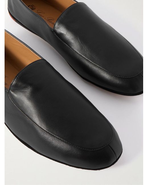 Loro Piana Black Anton Walk Leather Loafers for men