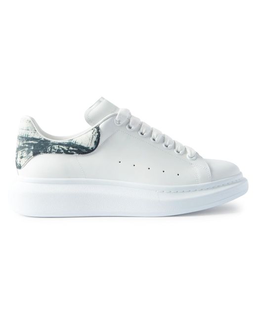 Alexander McQueen White Exaggerated-Sole Leather Sneakers for men