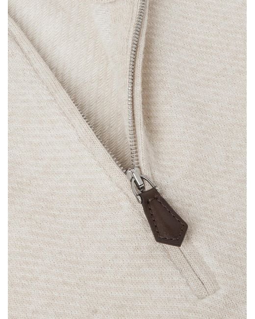 Loro Piana White Roadster Cashmere Half-zip Sweater for men