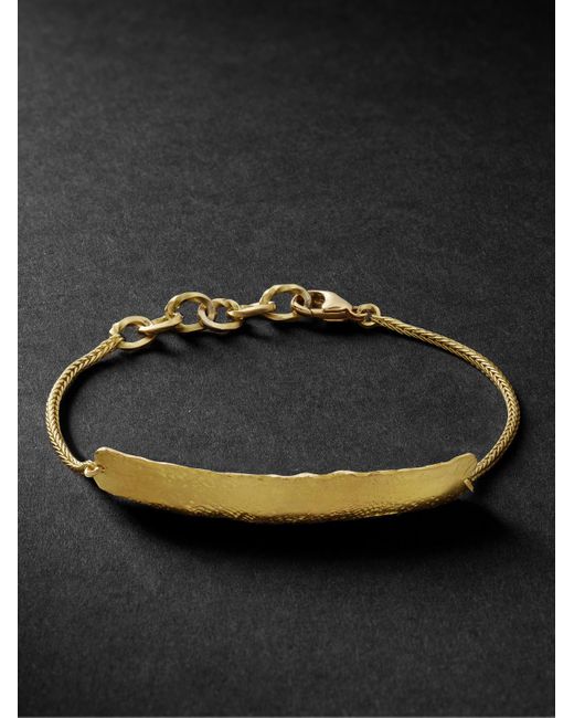 Elhanati Metallic Mezuzah Hammered 18-karat Recycled Gold Bracelet for men