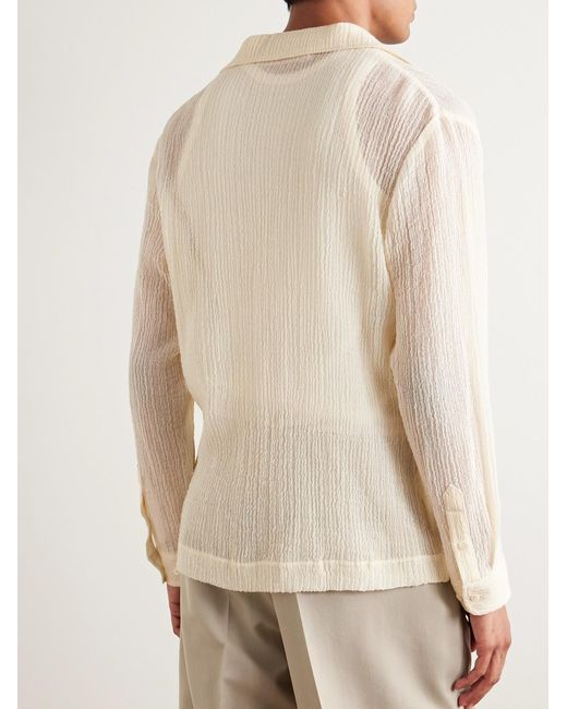 Séfr Natural Jagou Camp-collar Open-knit Merino Wool-gauze Shirt for men