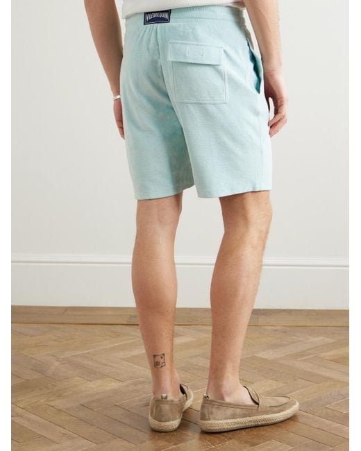 Vilebrequin Blue Bolide Straight-Leg Organic Cotton-Blend Terry Drawstring Shorts for men