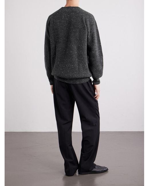 Eleventy Blue Ribbed Wool-Blend Sweater for men