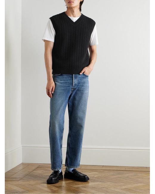 Mr P. Black Cable-Knit Wool Sweater Vest for men