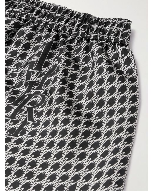 Amiri Gerade geschnittene Shorts aus Seiden-Twill mit Logoprint und Kordelzugbund in Gray für Herren