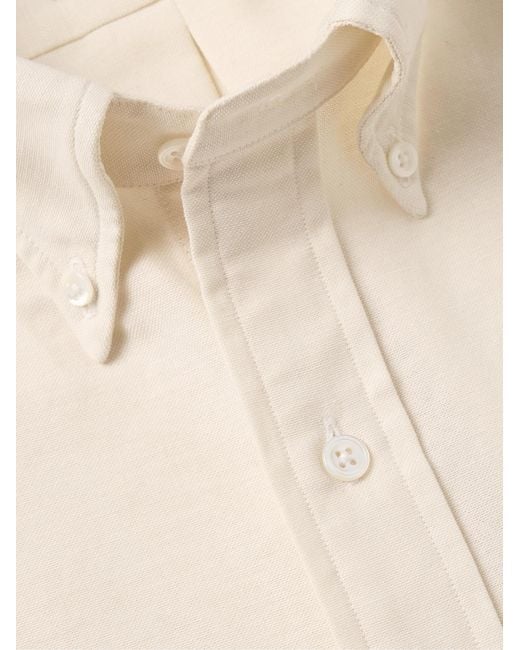 Drake's Natural Button-Down Collar Cotton Oxford Shirt for men