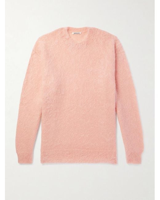 Auralee Pink Oversized Brushed Mohair And Wool-blend Sweater for men