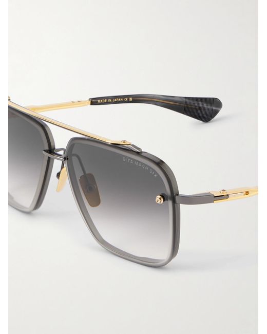 Dita Eyewear Gray Mach-Six Aviator-Style-Tone And Rhodium Sunglasses for men