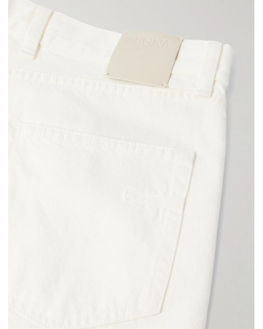 Zegna White Roccia Slim-Fit Straight-Leg Cotton Trousers for men
