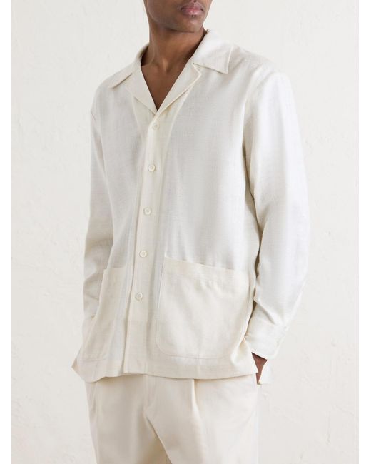 Saman Amel Natural Camp-Collar Silk-Gauze Shirt for men