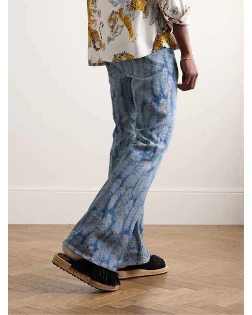 Kapital Blue Magpie Slim-fit Flared Jacquard Jeans for men