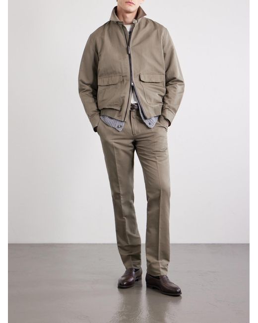 Brioni Natural Straight-Leg Linen And Cotton-Blend Trousers for men