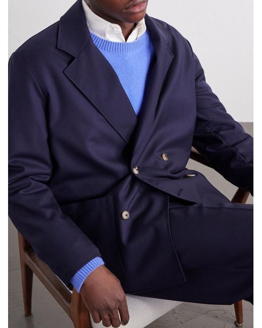 De Bonne Facture Blue Double-Breasted Virgin Wool-Twill Jacket for men