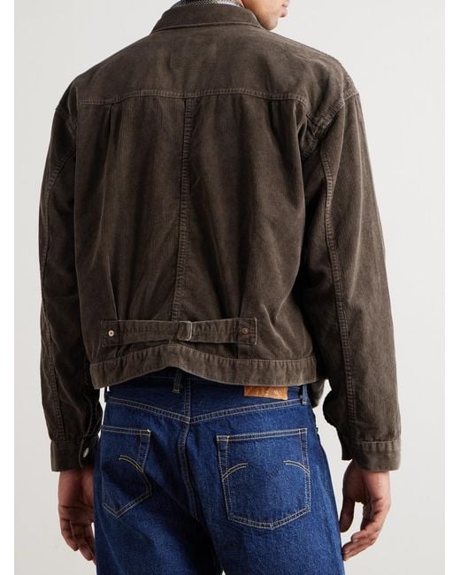 Remi Relief Brown Cotton-Corduroy Trucker Jacket for men