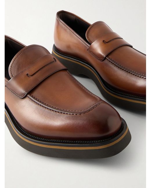 Berluti Brown Alessio Venezia Leather Loafers for men