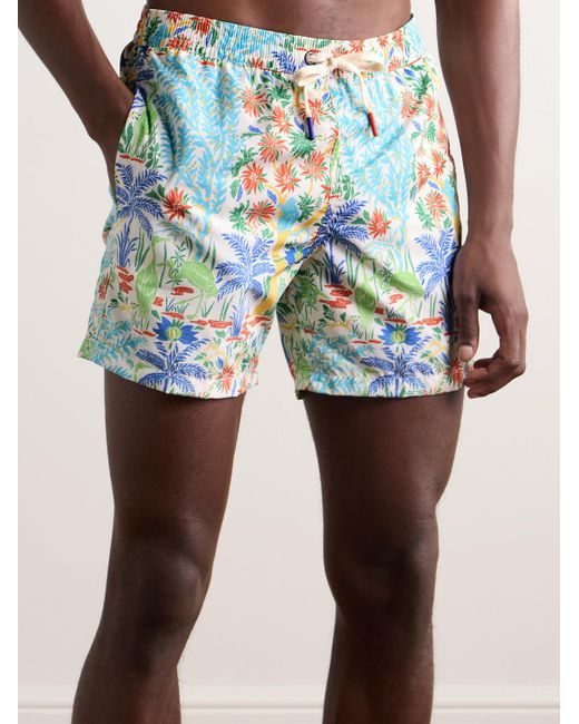 Altea Blue Slim-fit Mid-length Printed Swim Shorts for men