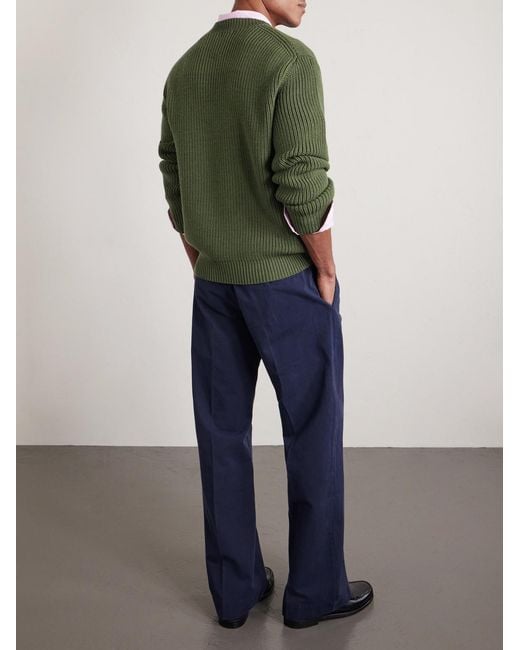 Tom Ford Green Ribbed Wool Sweater for men