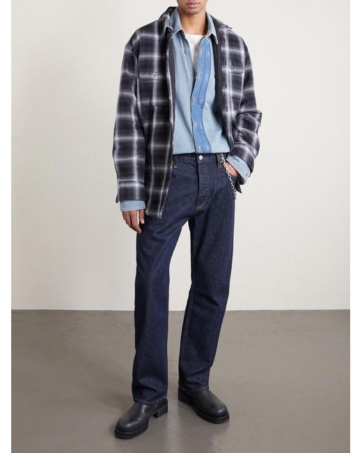 424 Blue Hoorsenbuhs Two-Tone Denim Shirt for men