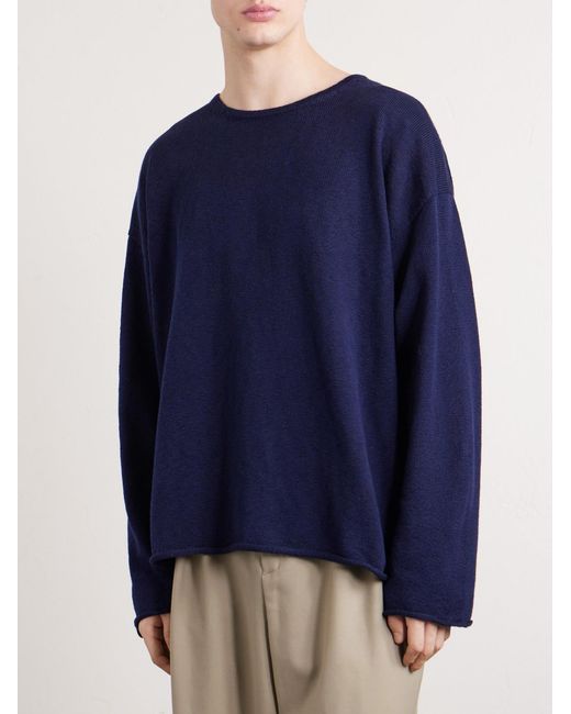 The Elder Statesman Blue Nora Lite Sycamore Cotton Sweater for men