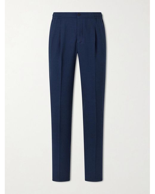 Rubinacci Blue Straight-leg Linen Trousers for men