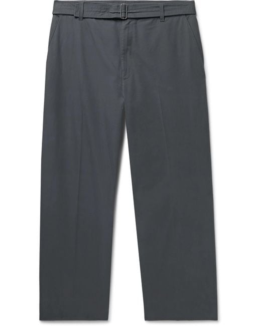 The Row Earl Straightleg Cropped Belted Cottonpoplin Trousers in Gray for Men Lyst