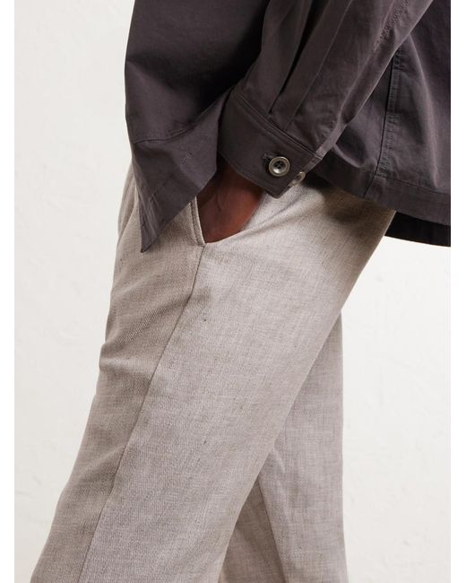 Frescobol Carioca Natural Oscar Straight-leg Linen And Cotton-blend Drawstring Trousers for men