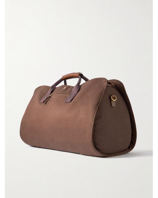 Bennett Winch Brown Logo-embroidered Leather-trimmed Cotton-twill Suit Carrier And Holdall for men