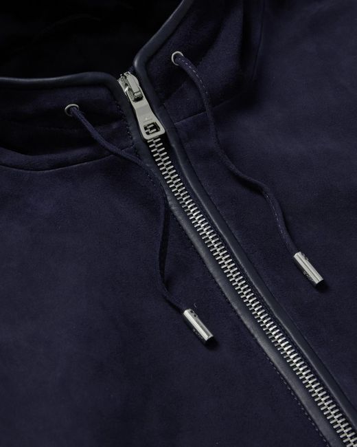 Mr P. Blue Suede Hoodie for men